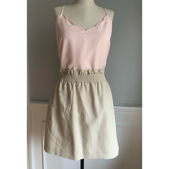 J. Crew Factory Dresses & Skirts - J. Crew Tan City Mini Linen Elastic Waist Skirt